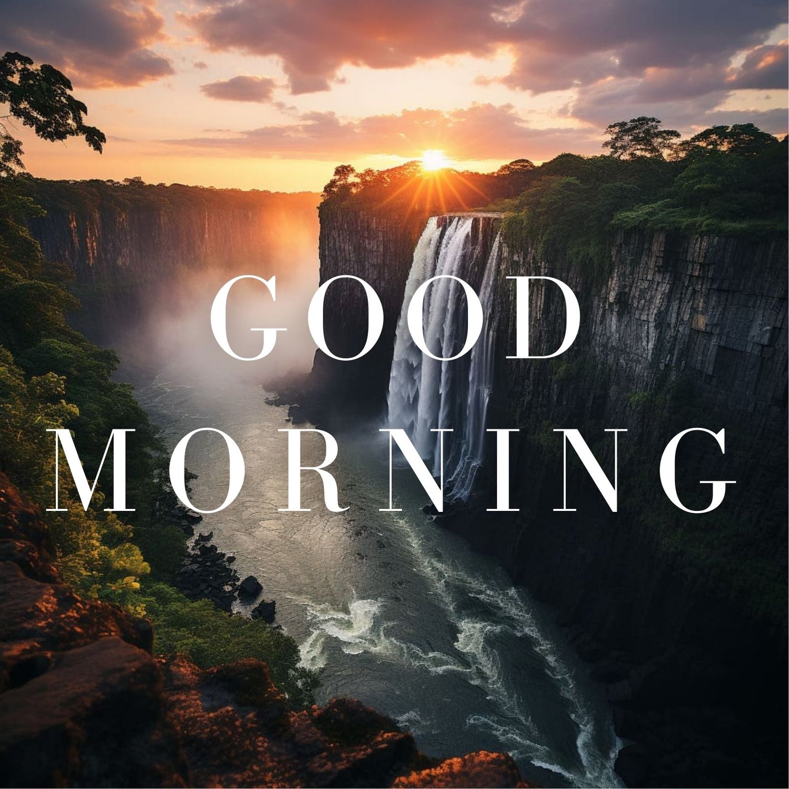 Awesome Good Morning Waterfall Photo