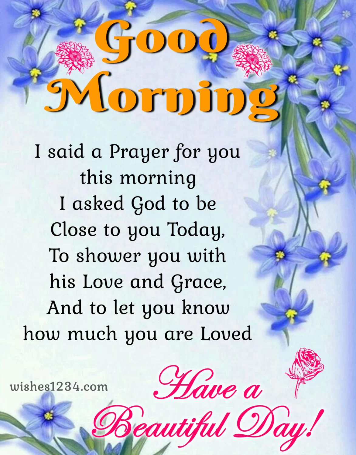 Good Morning Prayer With Blue Flower